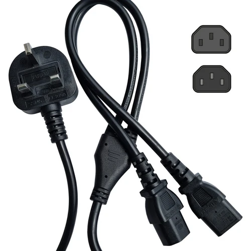 Universal power splitter cable with dual connectors. 1.5 meters long.